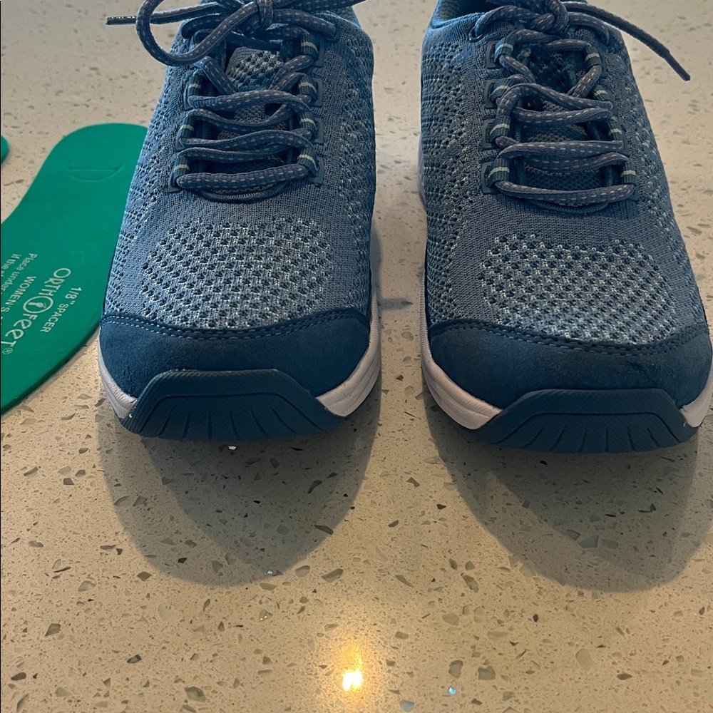 Ortho Feet Ladies Blue Knit Lace-Up Sneakers - Picture 8 of 11